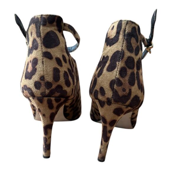Leopard print ankle straps, stiletto heel low cut booties brown ASOS size 5 - Picture 10 of 16